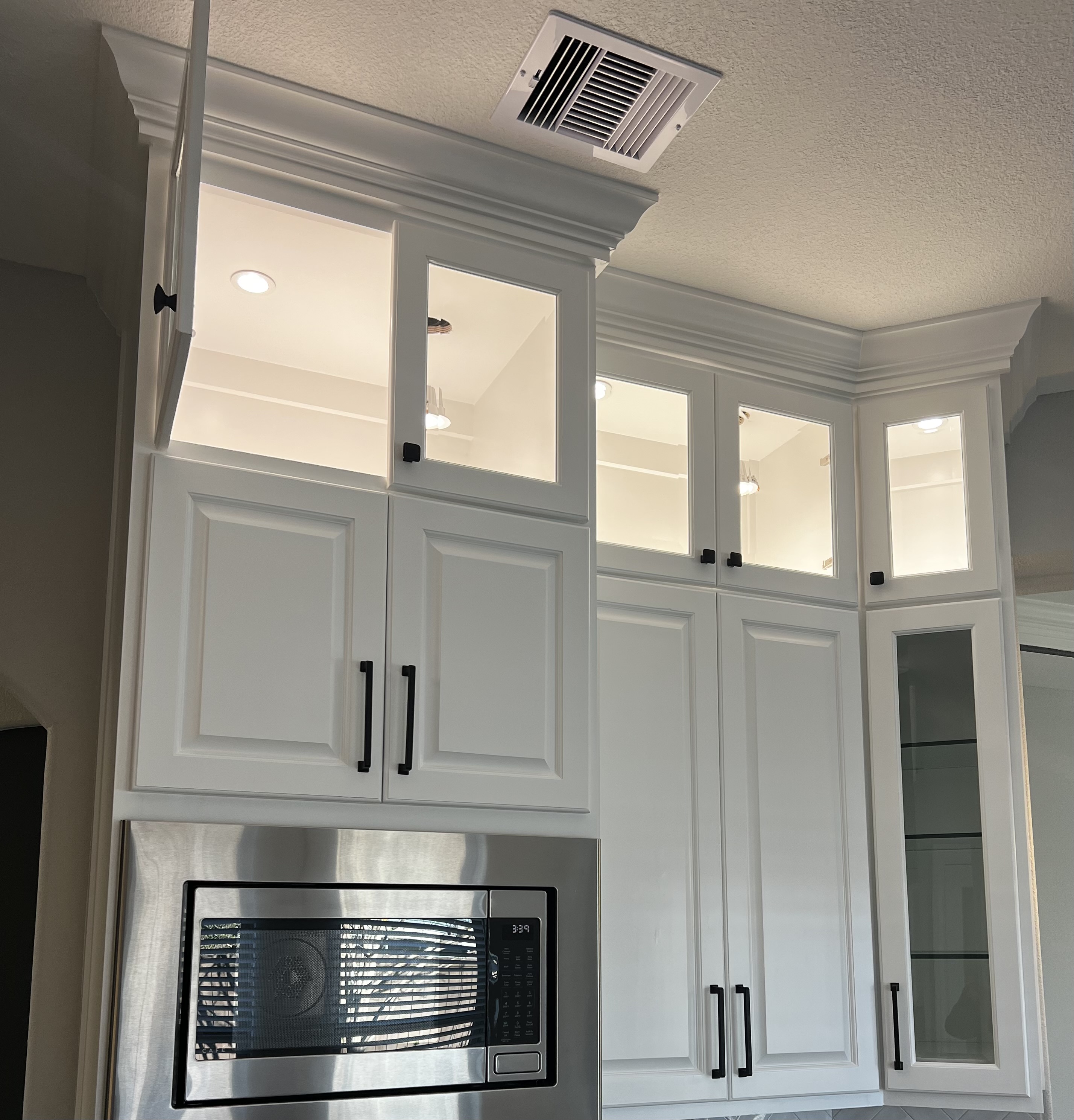 Beveled Cabinet Glass Installation